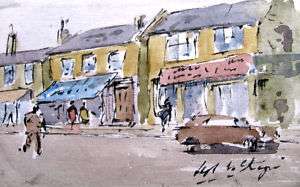 HUGH McKENZIE   SHOPS   WATERCOLOR 1998   FREE SHIP  