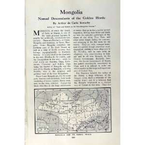   c1920 MAP MONGOLIA NOMAD TRIBES MUSIC MONGOL NOMADIC