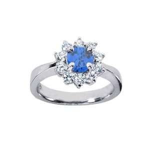  1.70 Ct 18k Round Sapphire and Diamond Ring Jewelry