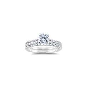  1.34 Cts Diamond Matching Ring Set in 14K White Gold 9.0 