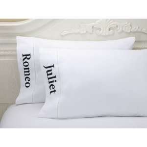 Set of 2 Luxury Pillowcases Linen Embroidery Bedding Standard Size 