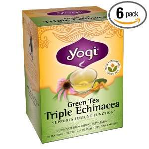 Yogi Green Tea Triple Echinacea, Herbal Tea Supplement, 16 Count Tea 
