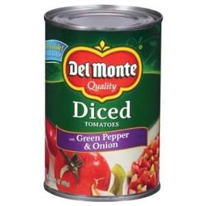 Del Monte Diced Tomatoes with Green Pepper & Onion 14.5 oz (Pack of 12 