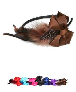   Feather Headband Black Red Fuchsia Brown Purple Teal Blue BNWT  