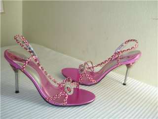 Womens Strappy Pumps 3.5 in heel Pink w/Rhinestones New  