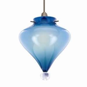 Halo Series Sultan Track Pendant Set in Brushed Nickel with Blue Glass 