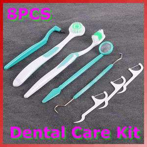 Piece Dental Care Tooth Brush Kit Floss Stain Tongue Picks Teeth 