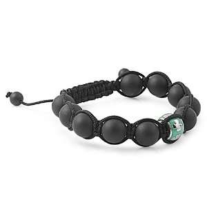   Onyx & Black String Single Turquoise Clover Bead Shamballa Bracelet