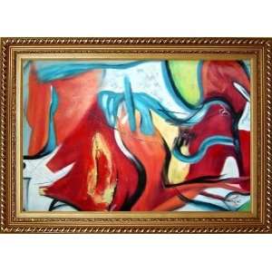   Oil Painting, with Exquisite Dark Gold Wood Frame 30.5 x 42.5 inches