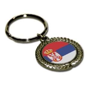 Serbia Flag Pewter Key Chain