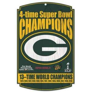 Green Bay Packers 4x Super Bowl 13x World Champions Wood Sign  