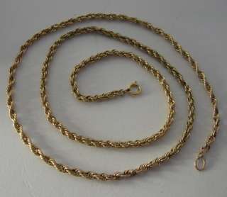  14K Yellow Gold Rope Chain Necklace 22 1/2 long 3.7 grams  