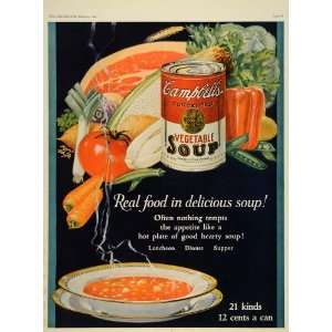 1925 Ad Campbells Vegetable Soup Canned Camden NJ Crops Steam Bowl 