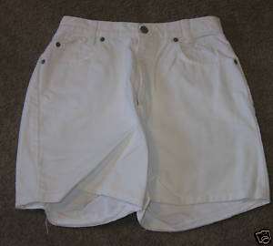 Womens White Denim Dungaree Shorts size 8L 8 excellent  