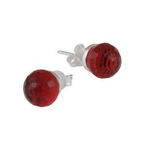   Silver Red Swarovski Crystallized Elements Stud Earrings Jewelry