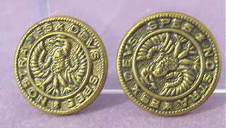 Vintage Stamped Brass Hessian Style Button, Nostra Esx Devs Spes 
