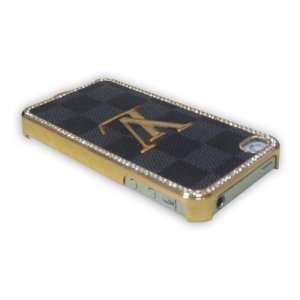   LV Print on Front with Gold Frame Leather Case for Iphone 4/4s Cell