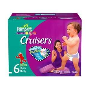  Pampers Cruisers Diapers, Size 6 (35+ lb), Sesame Street 