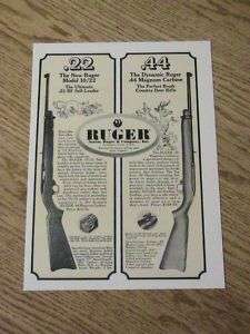 1964 RUGER 22 44 ADVERTISEMENT MAGNUM GUN AD RIFLE  