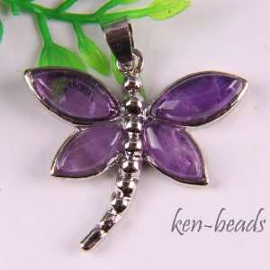  DRAGONFLY Amethyst Beads 18KGP GIFT PENDANT [1 PIECE with FREE 