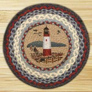  Lighthouse Hand Printed Braided Chair Pad