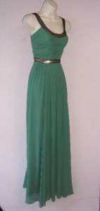   Green Silk Sequined Formal Evening Long Dress Gown 12 NWT $440  