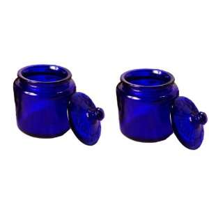  Cobalt Blue Glass Jars Set of 2 