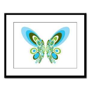  Large Framed Print Retro Blue Butterfly 