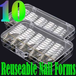 10x Reusable Nail Art Tips Forms Guide UV Gel Acrylic  