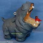 CUTE Free Bird Food HIPPO Figurine with Red Cardinal, Hippopotamus 