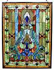 Matching PAIR Tiffany Vintage Victorian Style Stained Glass Window 