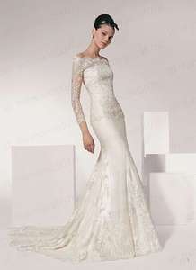   New style Long sleeves White/Ivory Wedding dresses/Bride gowns Custom