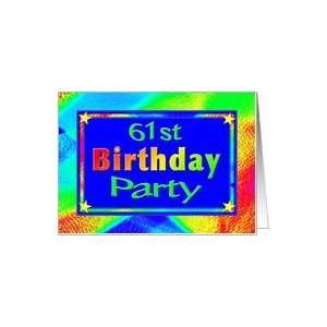  61st Birthday Party Invitations Bright Lights Card Toys & Games