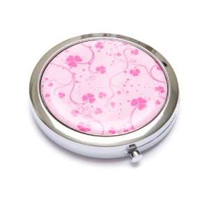  Pink Clover Metal Cosmetic Makeup Purse Mirror Beauty