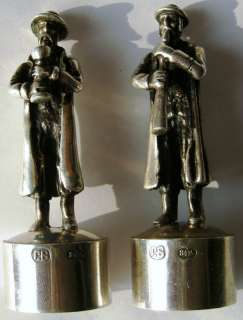 Rare Russian pair silver Jewish Rabbi figurines/wine bottle stopper 