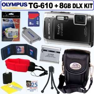  Olympus TG 610 14.0 MP Digital Camera (Black) + 8GB Deluxe 