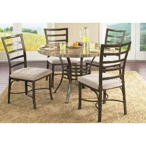 Steve Silver Company Ellen Faux Marble Top Round Dining Table Set 