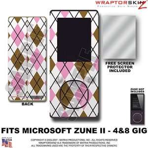  Zune 2 Skin Argyle Brown and Pink WraptorSkinz TM Kit fits 