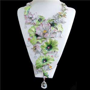   Lily Frog Swarovski Crystal Bud Dragonfly Drop Necklace Earring  