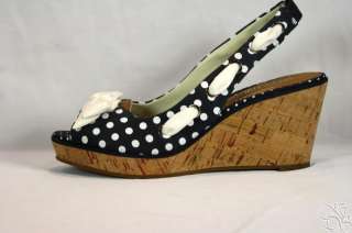 SPERRY Top Sider Southport Navy Polkadot Wedges Shoes  