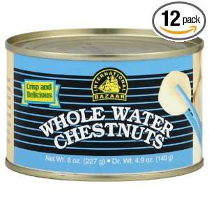 International Bazaar Whole Water chestnuts, 8 Ounce (Pack of 12 
