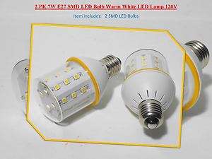 PK E27 7W SMD LED Bulb Warm White Lamp 110V 120V  