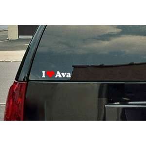 Love Ava Vinyl Decal   White with a red heart