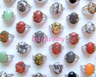 wholesale 100pcs mix style natural gemstone stone rings  
