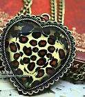   love lucky leopard gemstone pendant bib long chain Necklace GM136