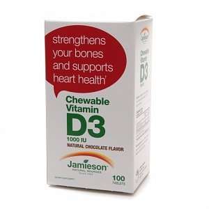  Jamieson Chewable Vitamin D3 1000 IU, Tablets, Chocolate 