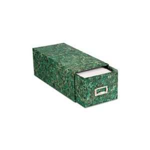 com Reinforced Board 4 x 6 Card File with Pull Drawer   Green Marble 