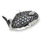 goldia Sterling Silver Blue CZ on Black Rhodium Dolphin Ring Size 7