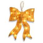 National Tree 24 Sparkling Gold Lighted Whimsical Sisal Bow Christmas 
