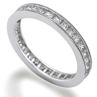   Square Bezel Stackable CZ Eternity Band Ring   925 Sterling Silver